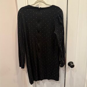 LOFT Gold Studded Black Long Sleeve Dress Size Large